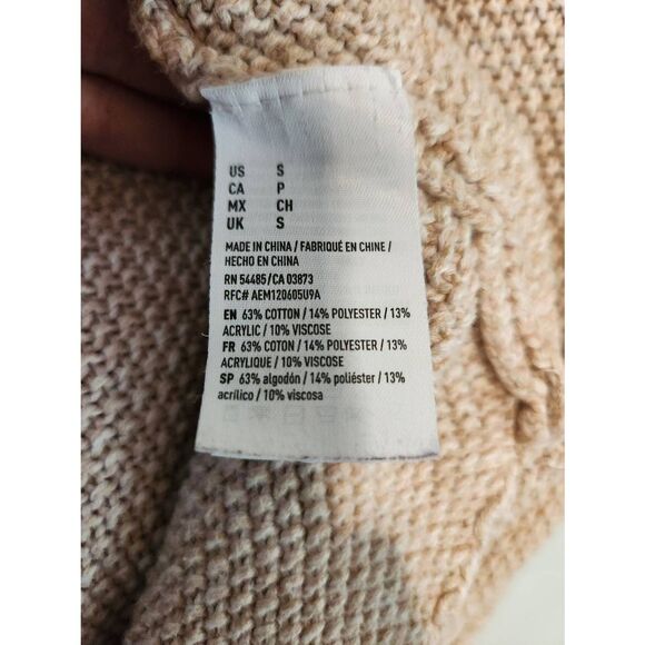 American Eagle Outfitters Cardigan Women's S Tan Cotton Long Sleeve Open Front - Picture 3 of 4